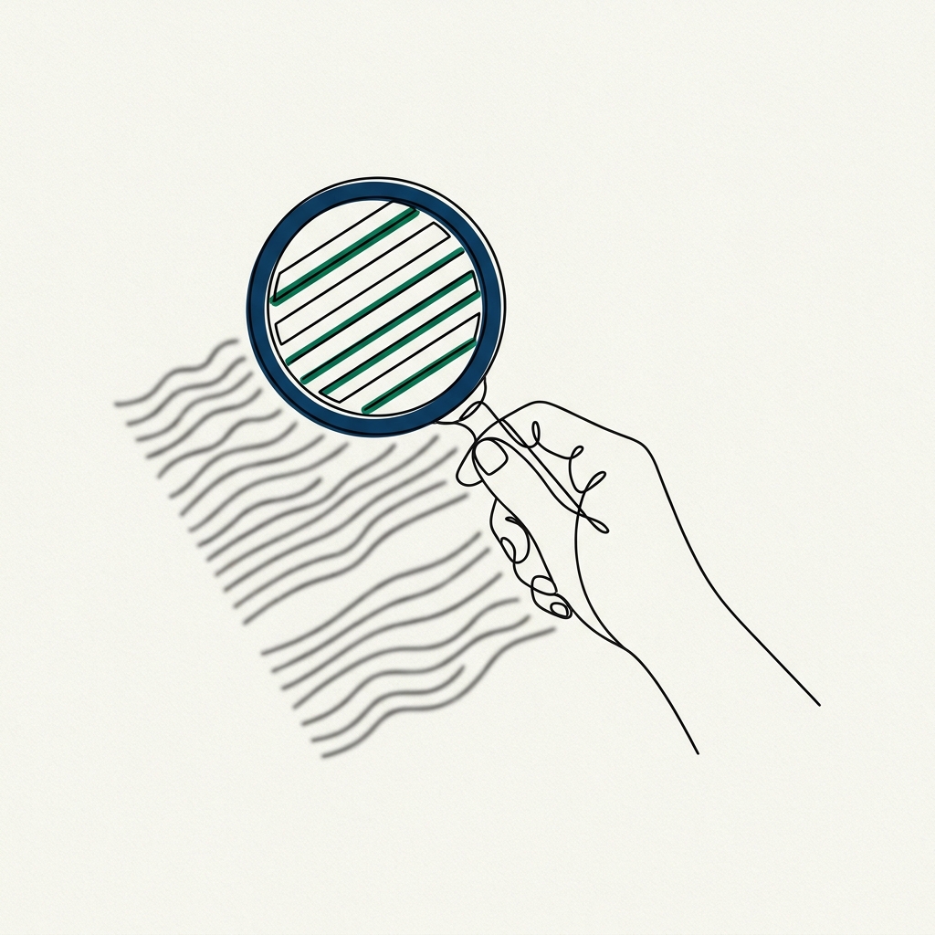 A magnifying lens resolving blurred lines of text into crisp lines
